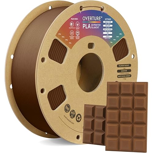 OVERTURE PLA Filament 1.75mm, Neatly Wound 3D Printer Filament 1kg Spool (2.2lbs), Dimensional Accuracy +/- 0.02 mm, Fit Most FDM 3D Printers (Chocolate)