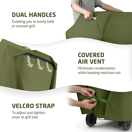 Vista 29 de Cubierta prémium para parrilla para todo tipo de clima, 44 pulgadas, doble capa de tela oxford 600D, 100 % impermeable, para parrilla a gas