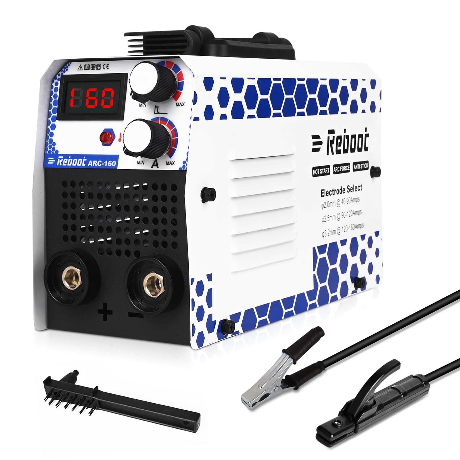 Stick MMA Welder, 160Amp 240V Portable IGBT Inverter Stick Welding Machine with LCD Display, Hot Start & Anti-Stick, Reboot Mini ARC160