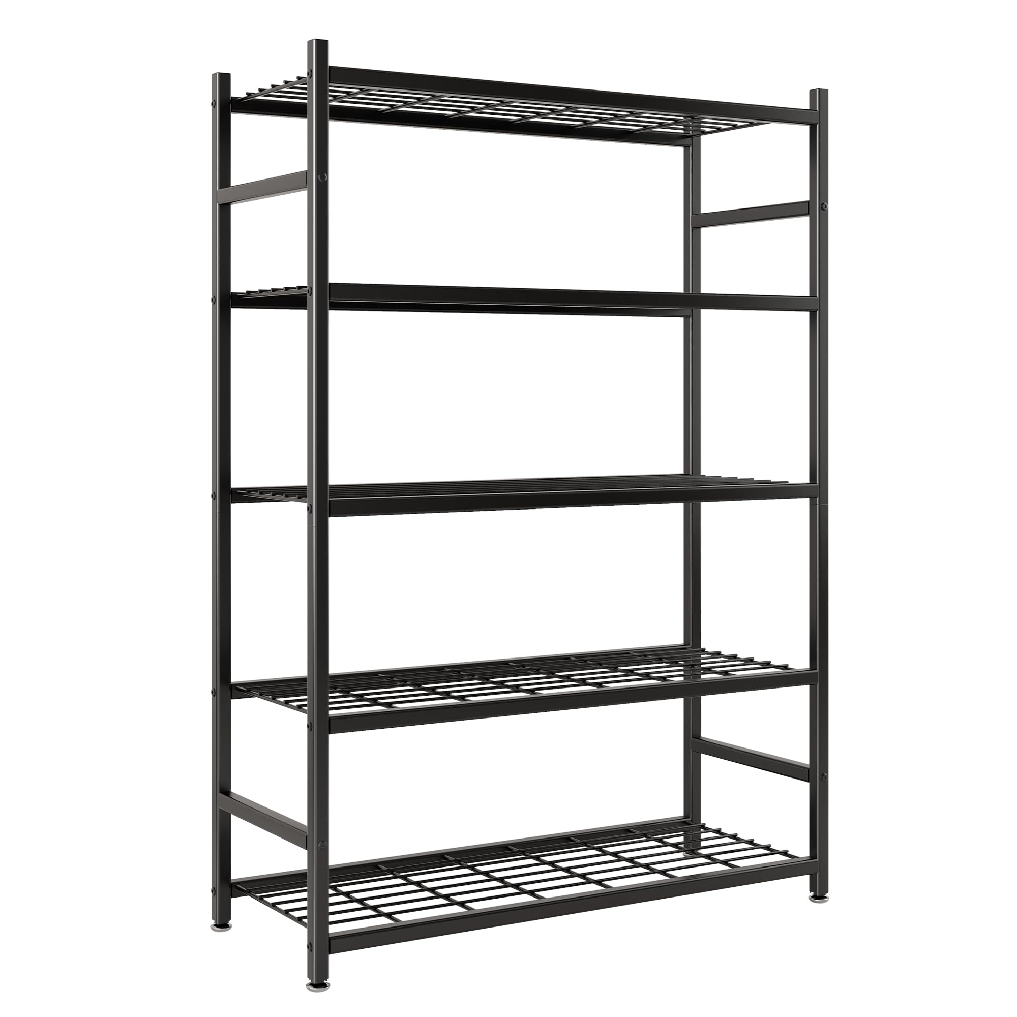 Photo 1 of ***BROKEN, SOLD FOR PARTS*** Tujurich 36.4" W Storage Shelves, 5-Tier Metal Shelving Unit with Leveling Feet, Shelf Organizer for Garage, Kitchen, Pantry and Closet Organization, 36.4" x 11.8" x 68.3", Black