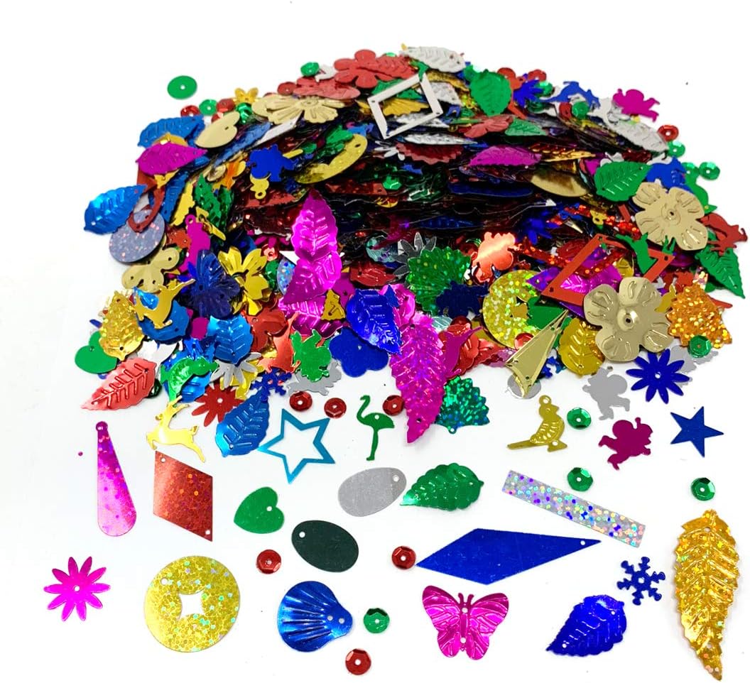 - LEEFONE Sequins and Spangles Craft Supplies for DIY, Creative Color Beads Sequins Greeting Card Decoration Gold Foil Iron Slices for Wedding Christmas Clothes Jewelry (Assorted)