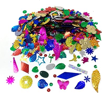 LEEFONE Sequins and Spangles Craft Supplies for DIY, Creative Color Beads Sequins Greeting Card Decoration Gold Foil Iron Slices for Wedding Christmas Clothes Jewelry Assorted