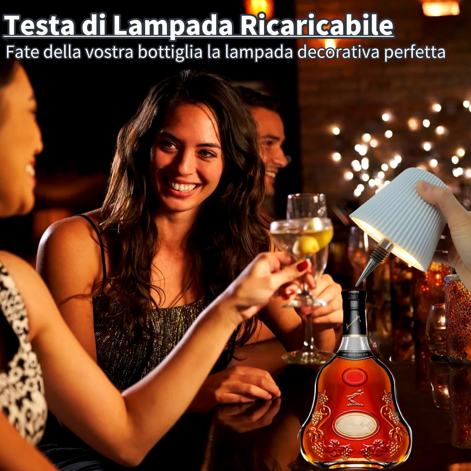 Generico Lampada Bottiglia LED, Lampada per Bottiglia Senza Fili Tattile Ricaricabile con Luce Dimmerabile per Ristorante, Casa, Bar, Ufficio (Bianco, 4 pezzi)