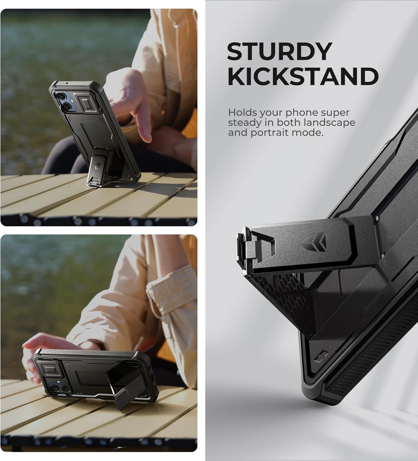 Dexnor for Samsung Galaxy A06 Phone Case, [2 Front Frame] [Built-in Magnetic Slide Camera Cover & Kickstand] Heavy Duty Protection Shockproof Samsung A06 Case with Screen Protector, 6.7 inch Black