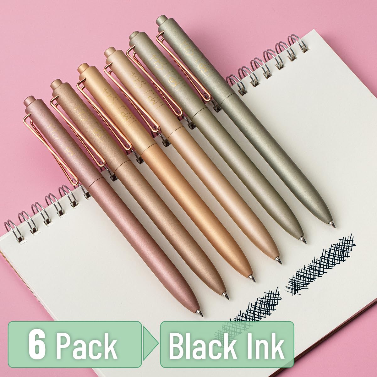Mr. Pen- Retractable Gel Pens, 6 Pack, Black Ink, Metallic Earth Barrels image 2