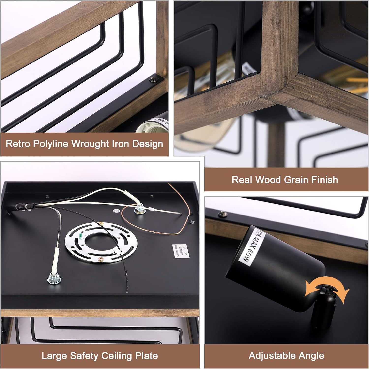 Blасk Frіdау Sаlе 2022 Flush Mount Ceiling Light Fixture 2-Light Rustic Farmhouse Ceiling Light Fixture Wood Square Light Fixtures Ceiling Mount Entry Light for Kitchen Entryway Hallway Bedroom Laundry Room Porch