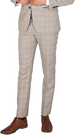 Mens Beige Tweed Houndstooth Check Suit 3 Piece Formal Set Sold Separately