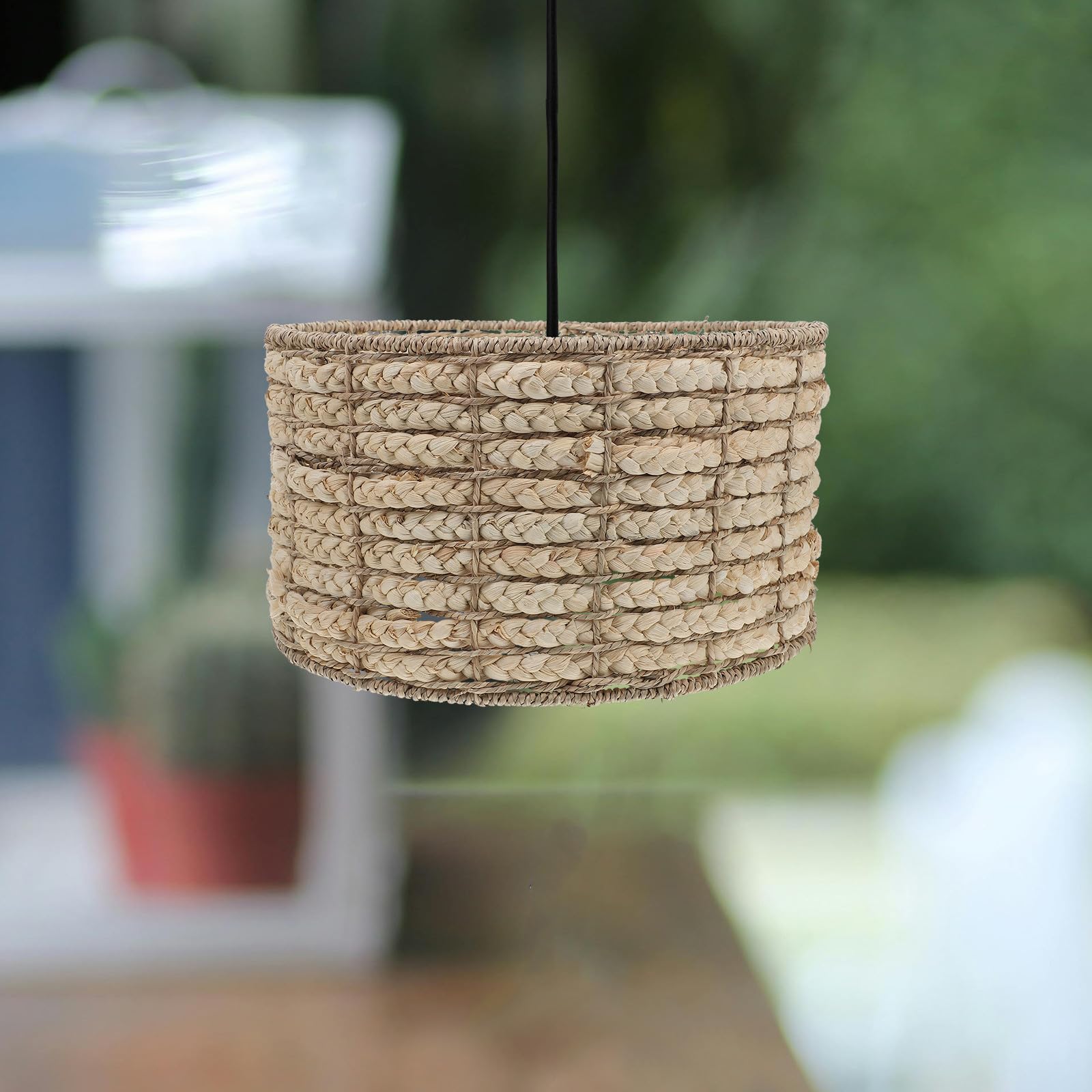 Paralume in Alga Marina e Ferro, Beige, Luce Soffusa, Stile Rustico Naturale, per Casa e Soggiorno, per Lampada a Sospensione e Decorazione Sala da Pranzo