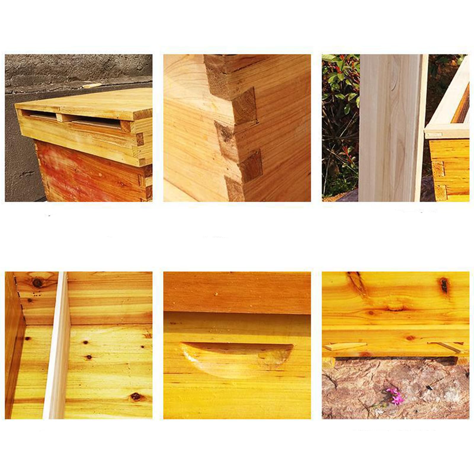 Bienenkasten, Komplettes Bienenstock-Set mit Bienenwachs beschichteter Bienenstock inklusive Rahmen, 7 Rahmen-Bienenstockkästen Starter-Set für Bienenhalter