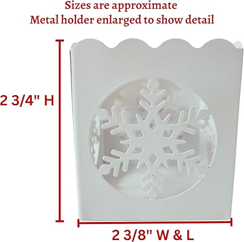 Miniatura 2 de Candelabros navideños de copo de nieve blanco  Juego de 3 con recortes de copo de nieve e inserciones de vidrio  Uso con velas reales o velas LED de