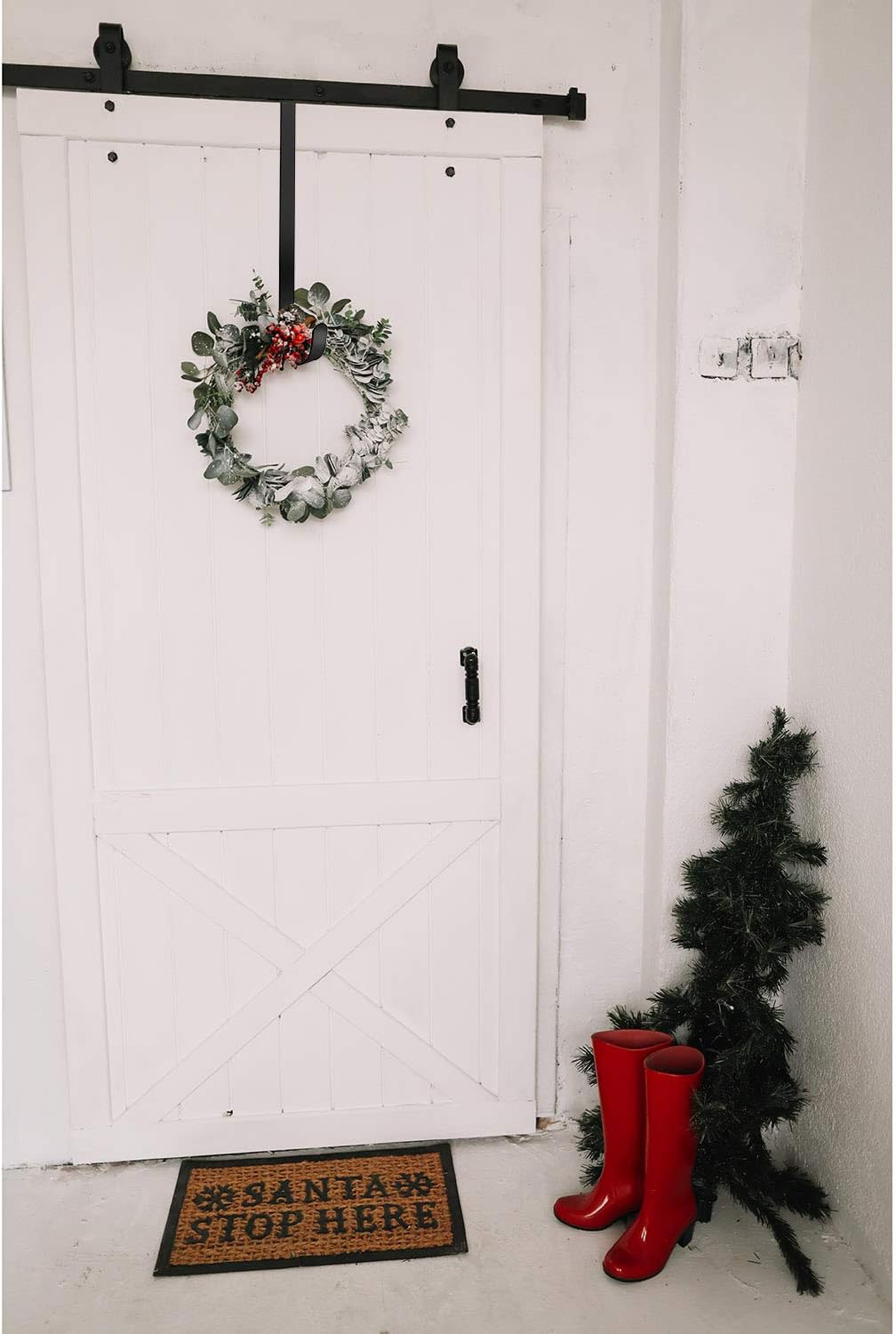 ELCOHO Christmas Wreath Hangers Metal Wreath Hook Over The Door Wreath Hanger Hanging Hook, Black, 15 inches - Image 5
