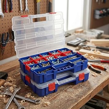 Workpro Profesyonel İstiflenebilir Organizer, 17 Gözlü, 38x30x6.8cm, Şeffaf Kapaklı, Polipropilen, Ayarlanabilir Bölmeli