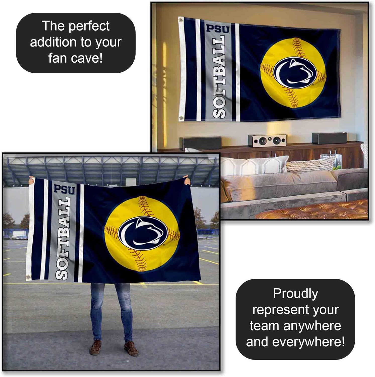 Penn State Nittany Lions Softball 3x5 Grommet Flag