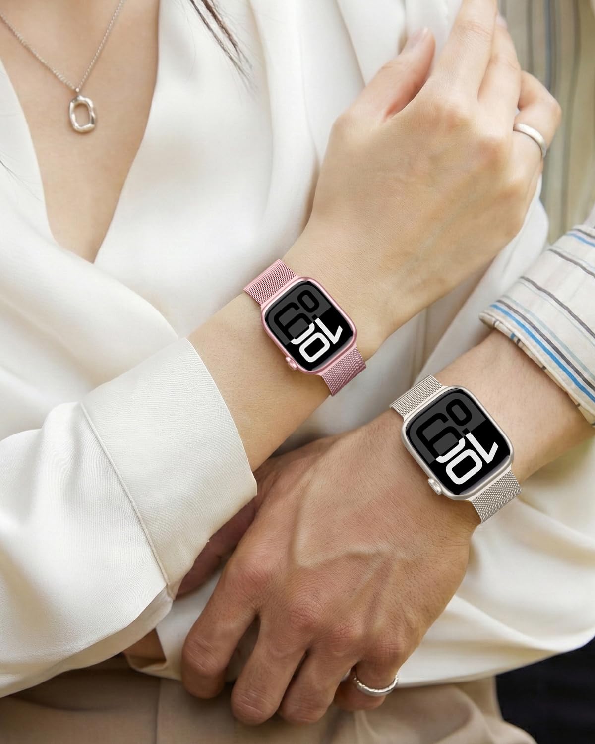 Higgs Strap Compatible with Apple Watch Straps 42mm 46mm 45mm 44mm 41mm 40mm 38mm 49mm for Women Men, Dual Magnetic Adjustable Metal Band for iWatch Series 11 10 9 8 7 6 5 4 SE Ultra 3 2 1 — view 8