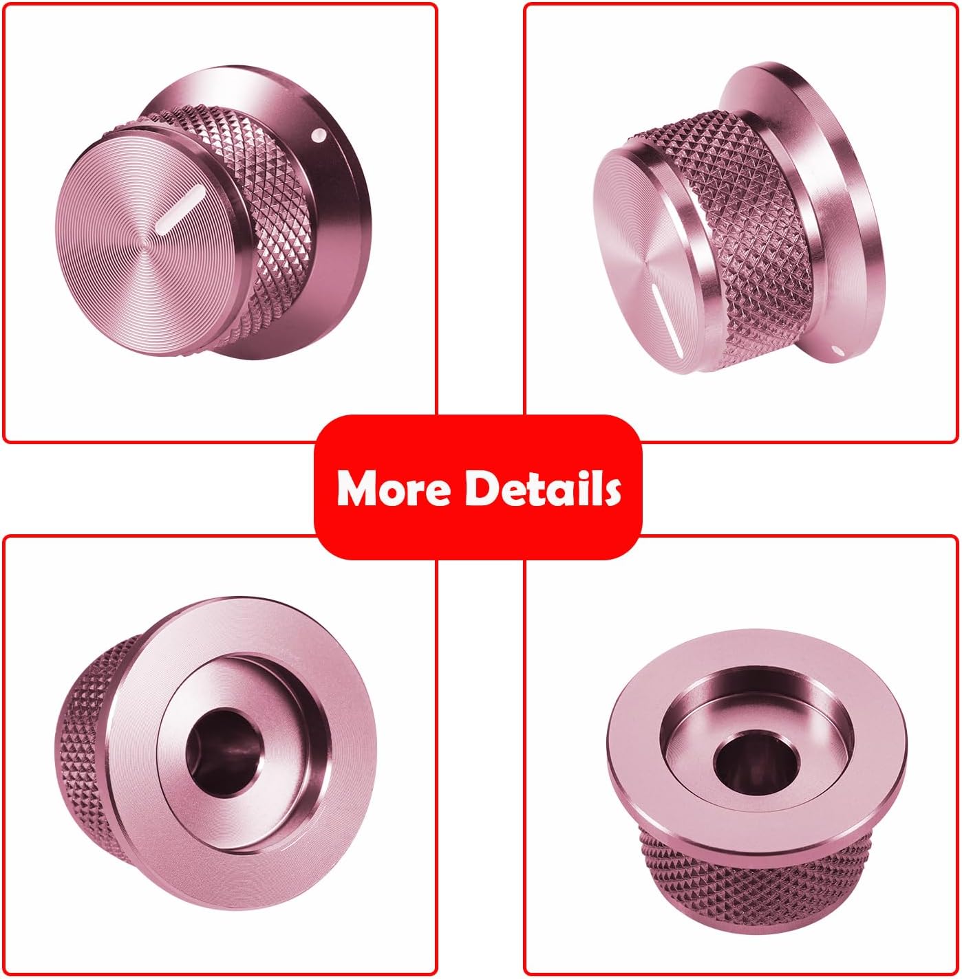 4Pcs Electric Guitar Knobs Pink Aluminium Volume Tone Speed Control Knob for Les Pau Stratocaster Telecaster Tele Guitar Parts (Pink) image 2