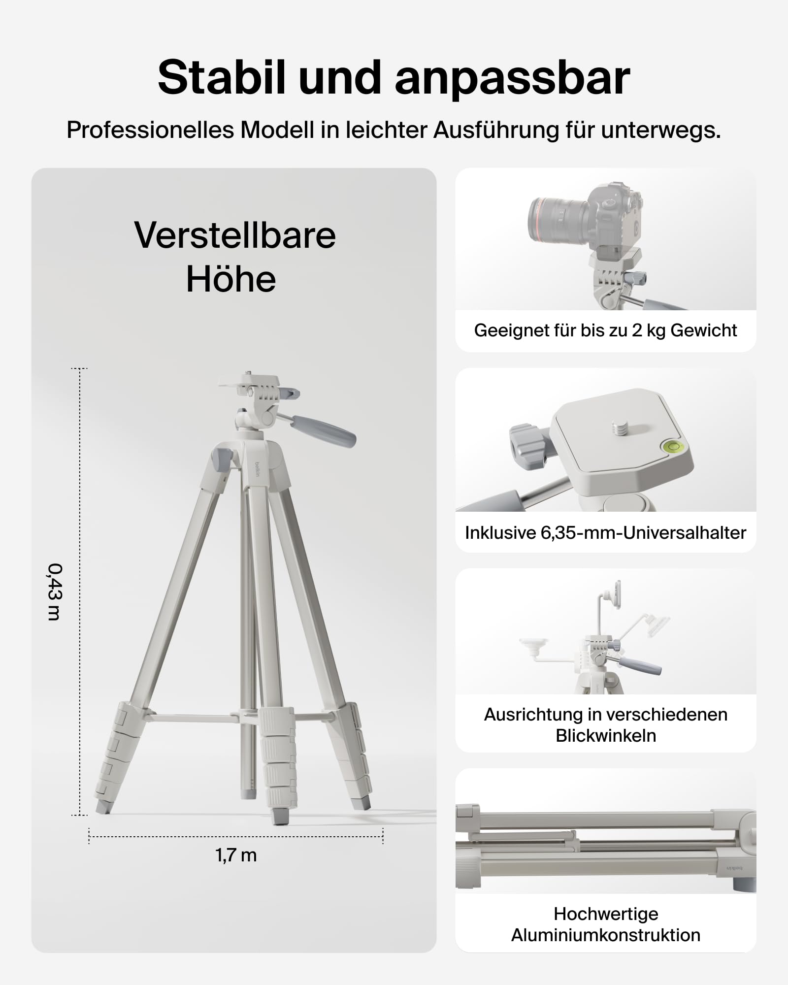 Belkin Stage Creator Kit, Vlogging-Kit, Stativ für Smartphone, magnetische Handyhalterung, Zwei kabellose Mikrofone, Set für Vlogger, für iPhone, Android, TikTok, YouTube, Streaming, Instagram