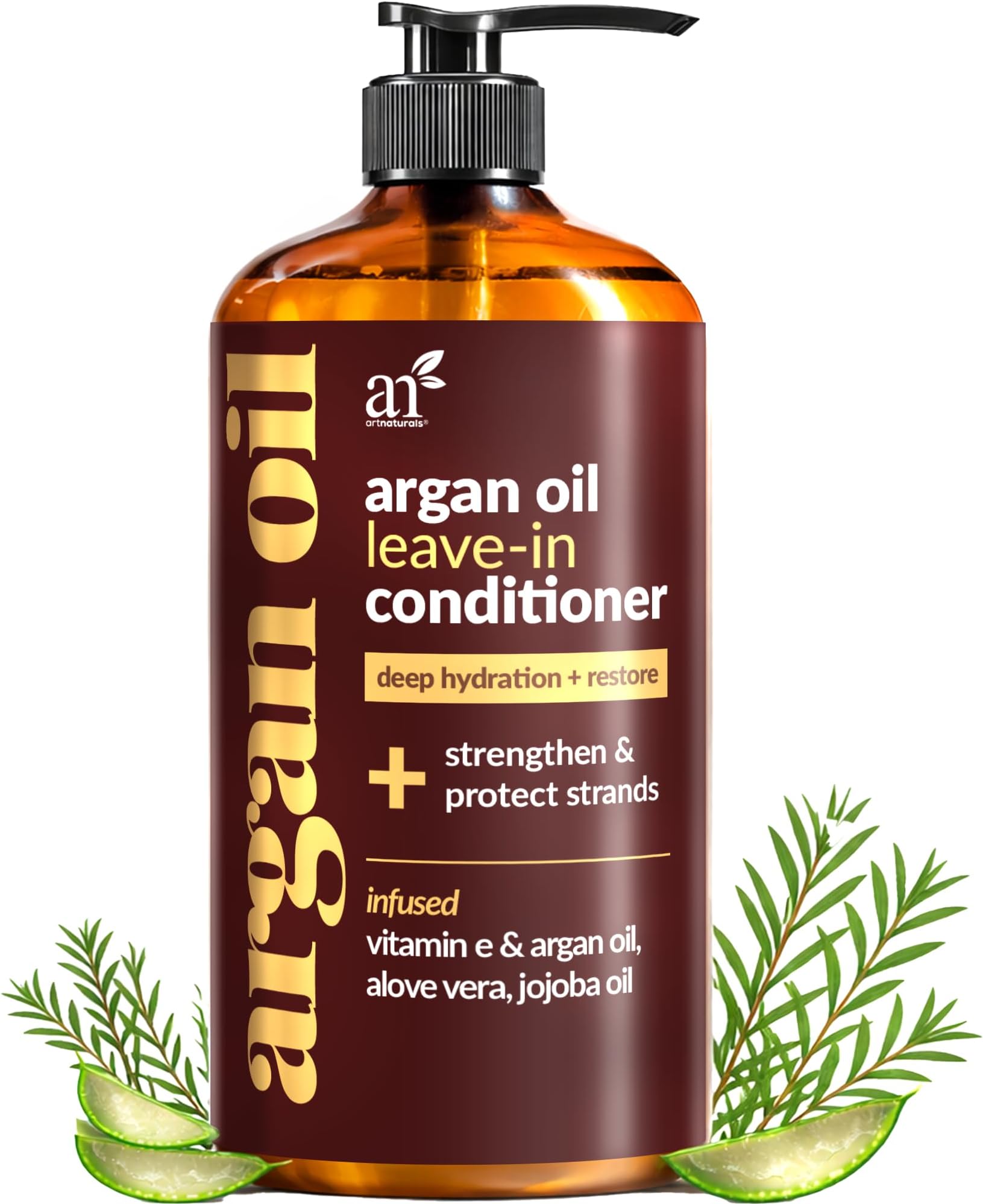 Artnaturals Argan Oil Leave-In Conditioner - (12 Fl Oz / 355ml) - Made with Organic and Natural Ingredients - for All Hair Types – Treatment for Damaged, Dry, Color Treated and Hair Loss (ANHA-0802)