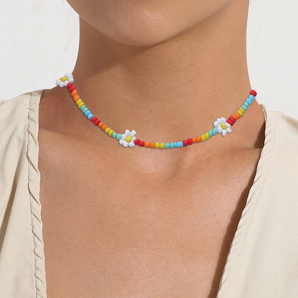 Collana girocollo con perline di semi di fiori di margherita - Collana estiva colorata, 16 pollici - Italia