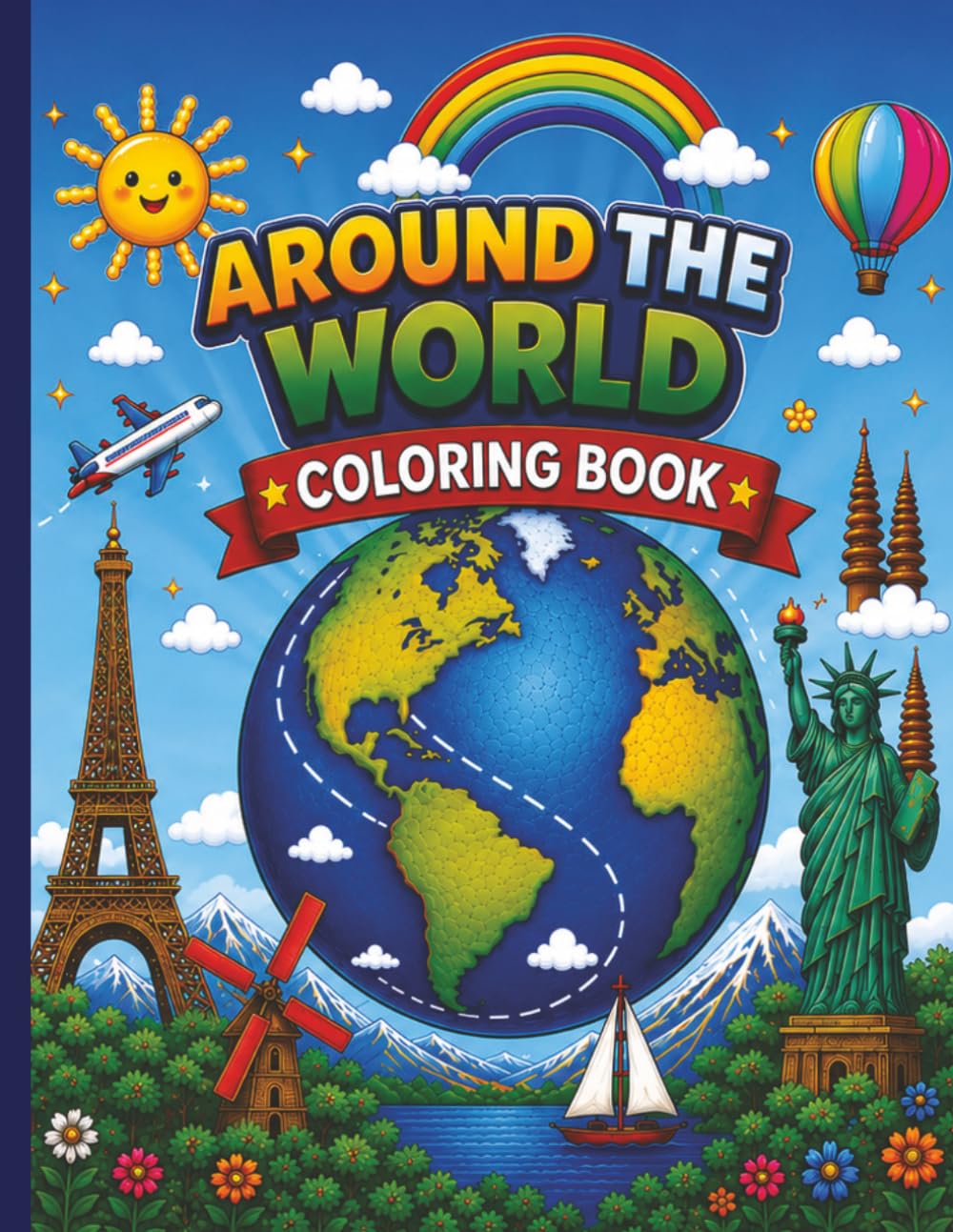 Around The World Coloring Book: Travel the World One Page at a Time | Adult Coloring Book
