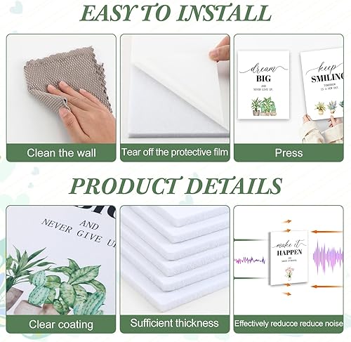 Miniatura 3 de Coume Paquete de 6 paneles acústicos artísticos de 12 x 16 pulgadas, inspiradores, autoadhesivos, insonorizados, motivacionales, decorativos que