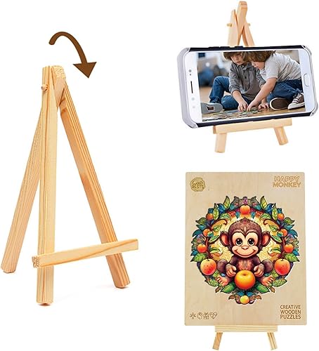 Miniatura 5 de Rompecabezas de madera para adultos y niños, rompecabezas de madera de mono feliz (L, 300 piezas, 14.4 x 14.3 pulgadas), rompecabezas de forma única