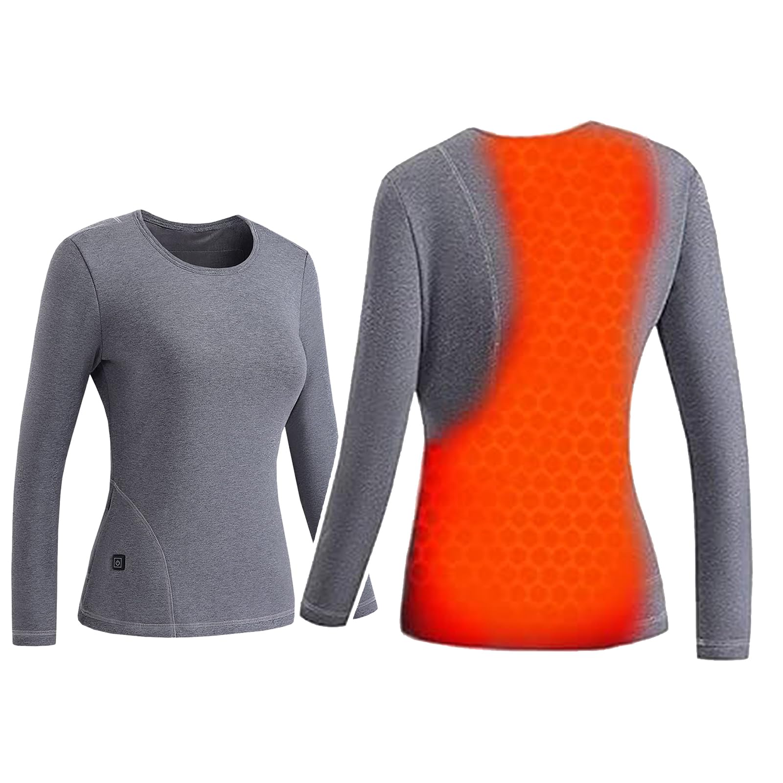 Sous-vêtements thermiques chauffants d'hiver femmes t-shirt manches longues électrique