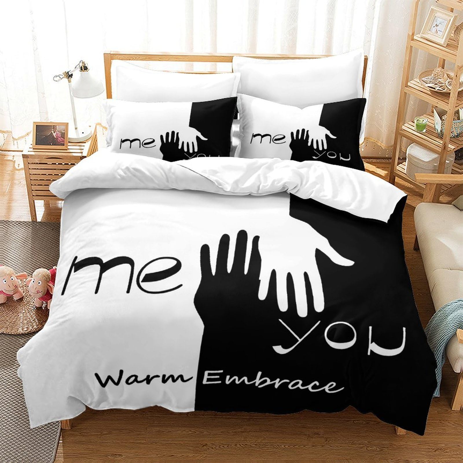 Originelles Pärchen-Motiv 3D Druck Bettwäsche Set Mikrofaser Bezug für Erwachsene Schlafzimmer Dekor Weich Ganzjährig Super King（260x220cm）