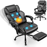 Amazon product image of Massage Office Chair, Footrest, 6-Point Vibration, Heat, 160° Recline 400lb | Big and Tall Executive Ergonomic Desk Chair, PU Leather, Adjustable Height, for Home Office, Conference, Gaming and Reading