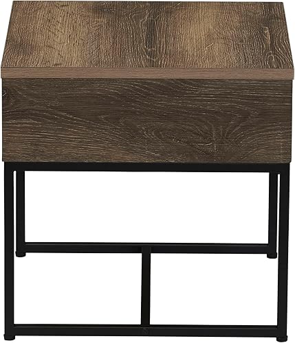 Miniatura 8 de Household Essentials Mesa auxiliar cuadrada envolvente madera de fresno rústica grano y metal negro Ashwood,Acabado en roble costero,Gris,Nogal