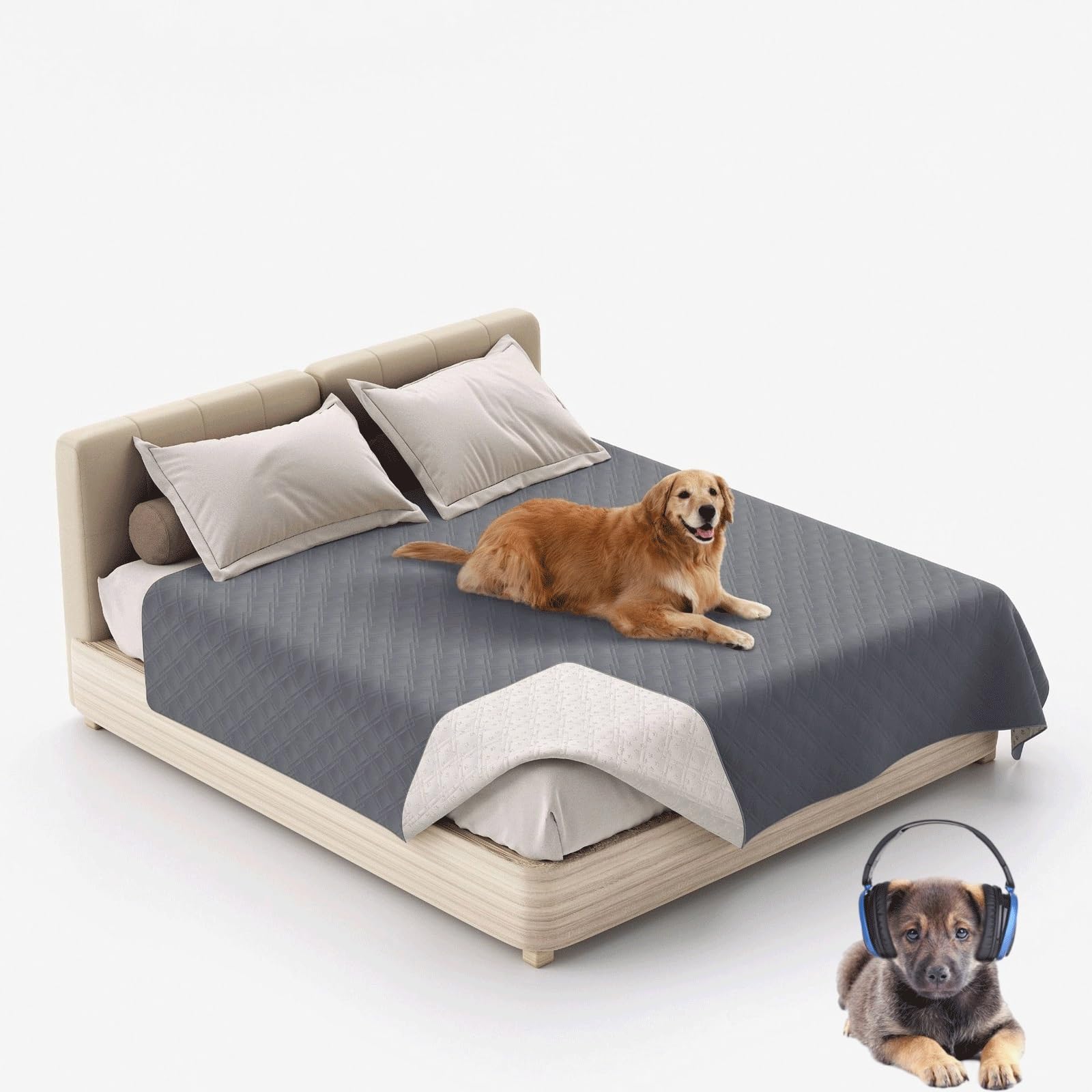 Wasserdichte Hundedecke, 76x178 Cm – Rutschfeste Unterseite, Weich, Grau, Schützt Möbel Vor Haaren & Flecken