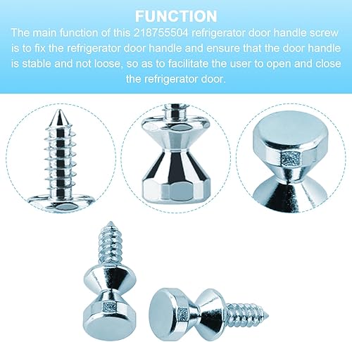 Miniatura 5 de Paquete de 2 tornillos para manija de puerta de refrigerador 218755504 para refrigerador Electrolux, repuesto de tornillo para manija de