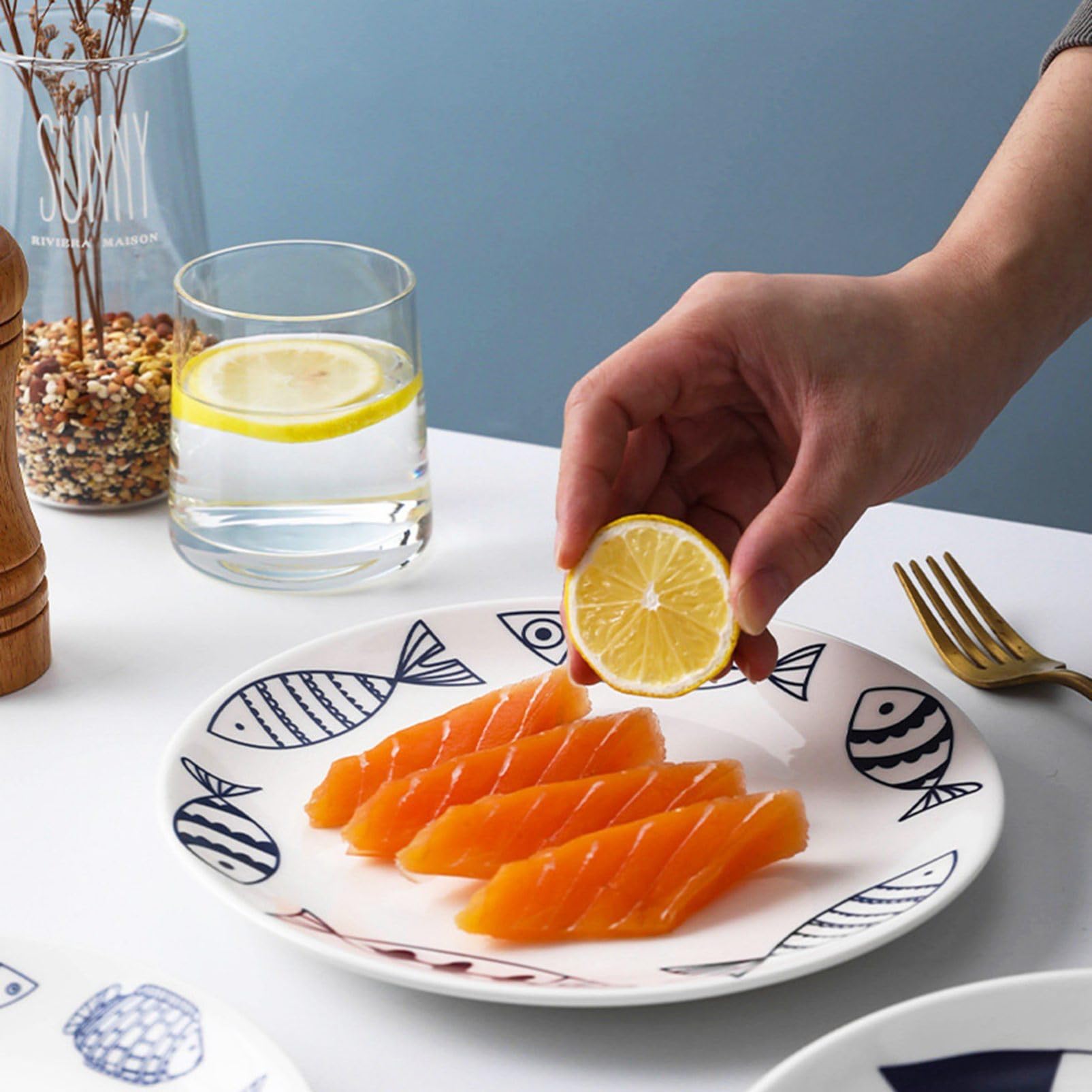 Amazon.co.jp: お皿セット 4個 和食器 プレートセット 魚柄 面白い