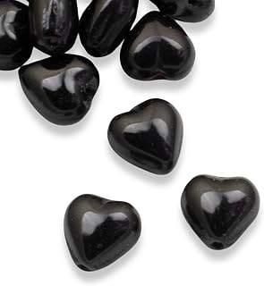 50-Pack 6mm Jet Black Czech Glass Heart Shaped Beads - Elegant Jewelry Supplies - Perfect for Necklaces, Bracelets, Crafts