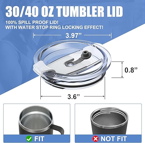 Miniatura 3 de Sursip Tapas de repuesto de 3.6 pulgadas para vasos aislados de acero inoxidable de boca ancha de 30/40 onzas (se ajusta a 3.6 pulgadas de