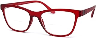 SA106 Womens Horn Rim Rectangular Bi-focal Reading Glasses +2.25 Red