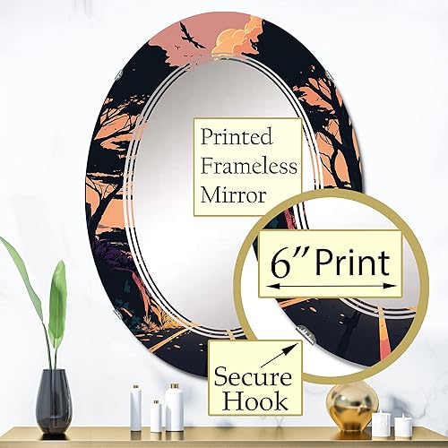 Miniatura 3 de Road to The Sunset I- Vanity Mirror, Bathroom Mirrors, Wall Mirrors for Living Room, Bedroom - Oval Mirror - Large 20'x30', 24'x36'