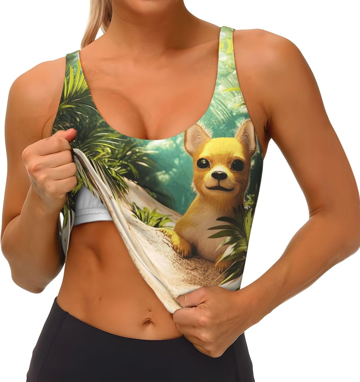 Chihuahua in Tropical Forests Women's Sports Bras - High Support Workout Tops for Women, Bralettes with Support