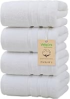 Velqora Large Bath Towel Set 4-Pack - 30x60 Inch 100% Long-Staple Cotton, Soft Thick Highly Absorbent for Home Spa Gym (White)