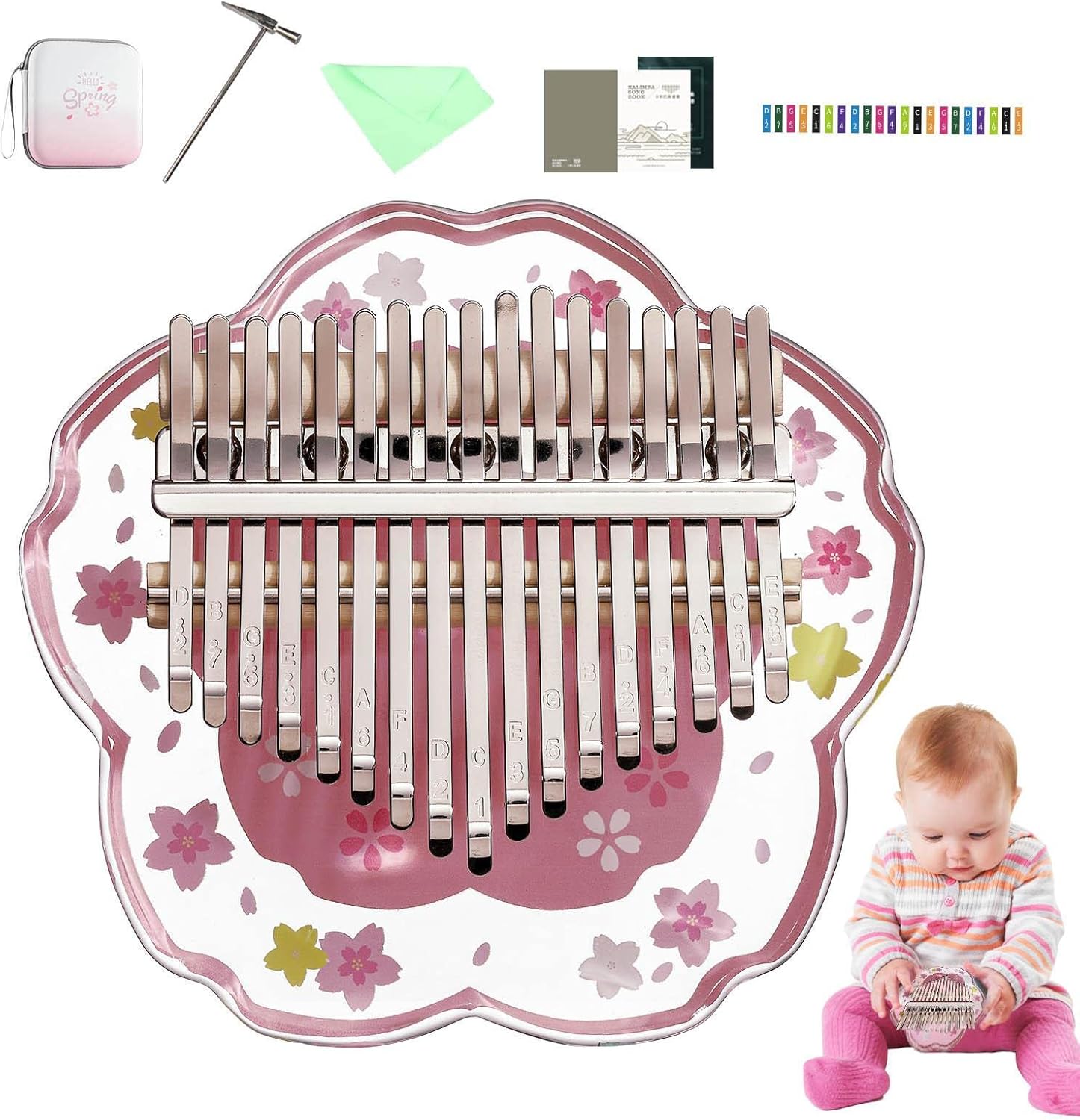 Thumb Piano, 17 Keys Mahogany Finger Thumb Piano, Mbira
