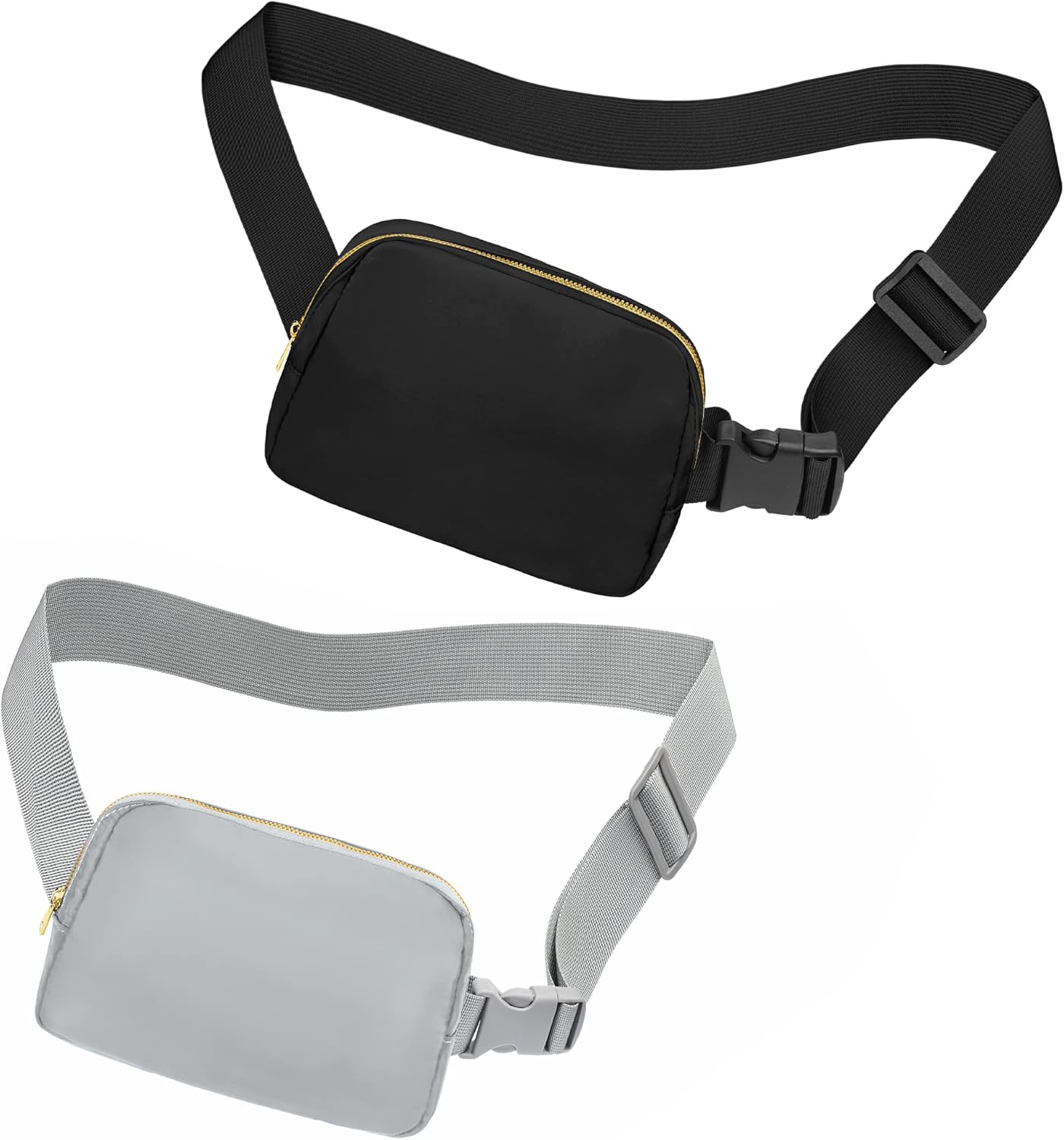 Fanny Pack Crossbody Bag for Women and Men, Belt Bag for Hiking Bum Bag with Adjustable Strap, Waist pack for Running Workout Sports Travel Black+Light Grey Black+Light Grey Two-piece Fanny Pack