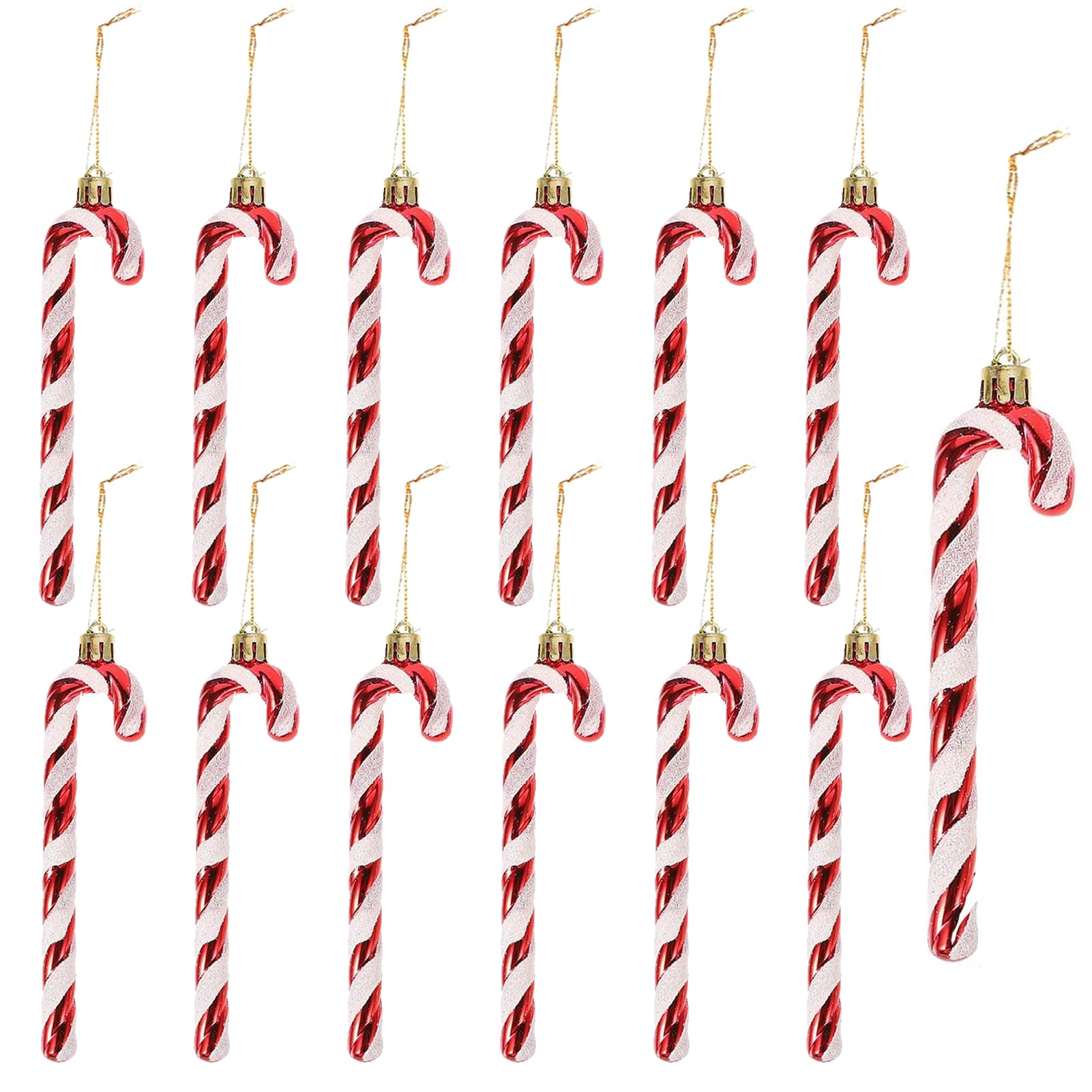 HERZWILD 12pcs Glitter Candy Cane Christmas Tree Decorations - Image 3