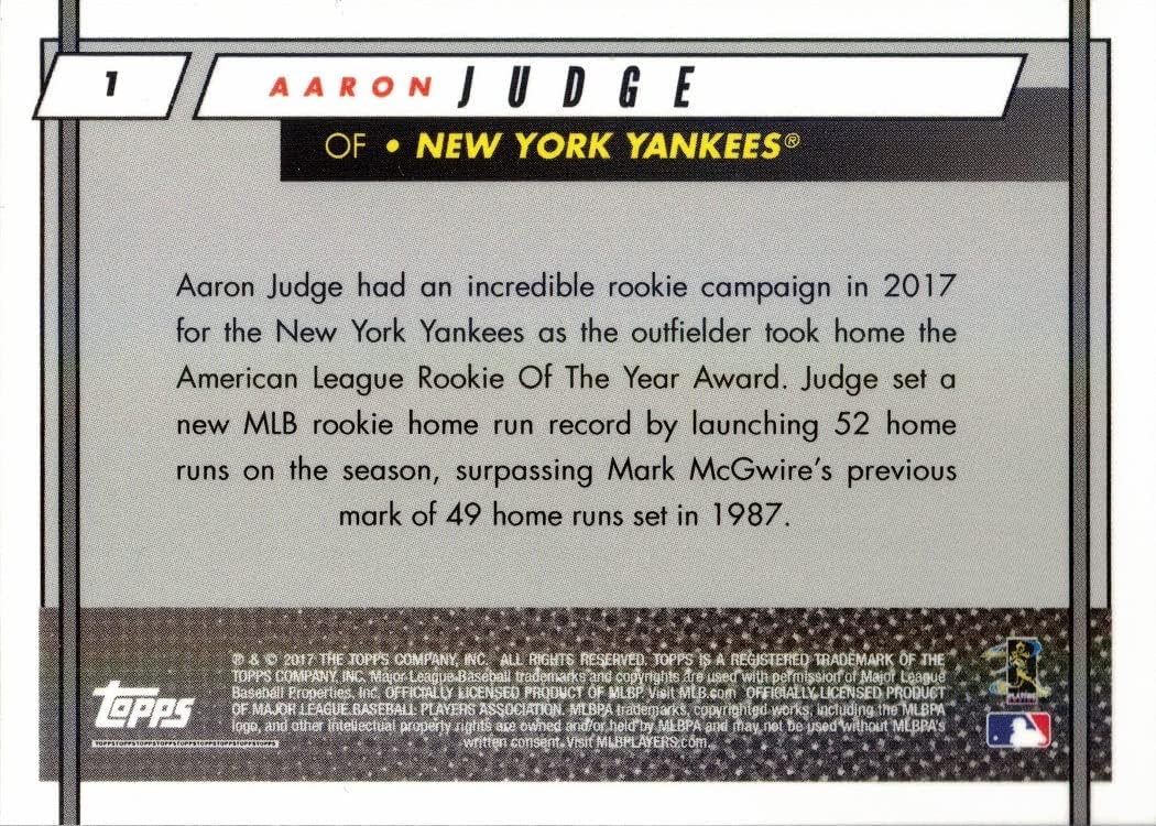 2017 Topps On-Demand Baseball #1 Aaron Judge Rookie Card - Only 2,828 made!