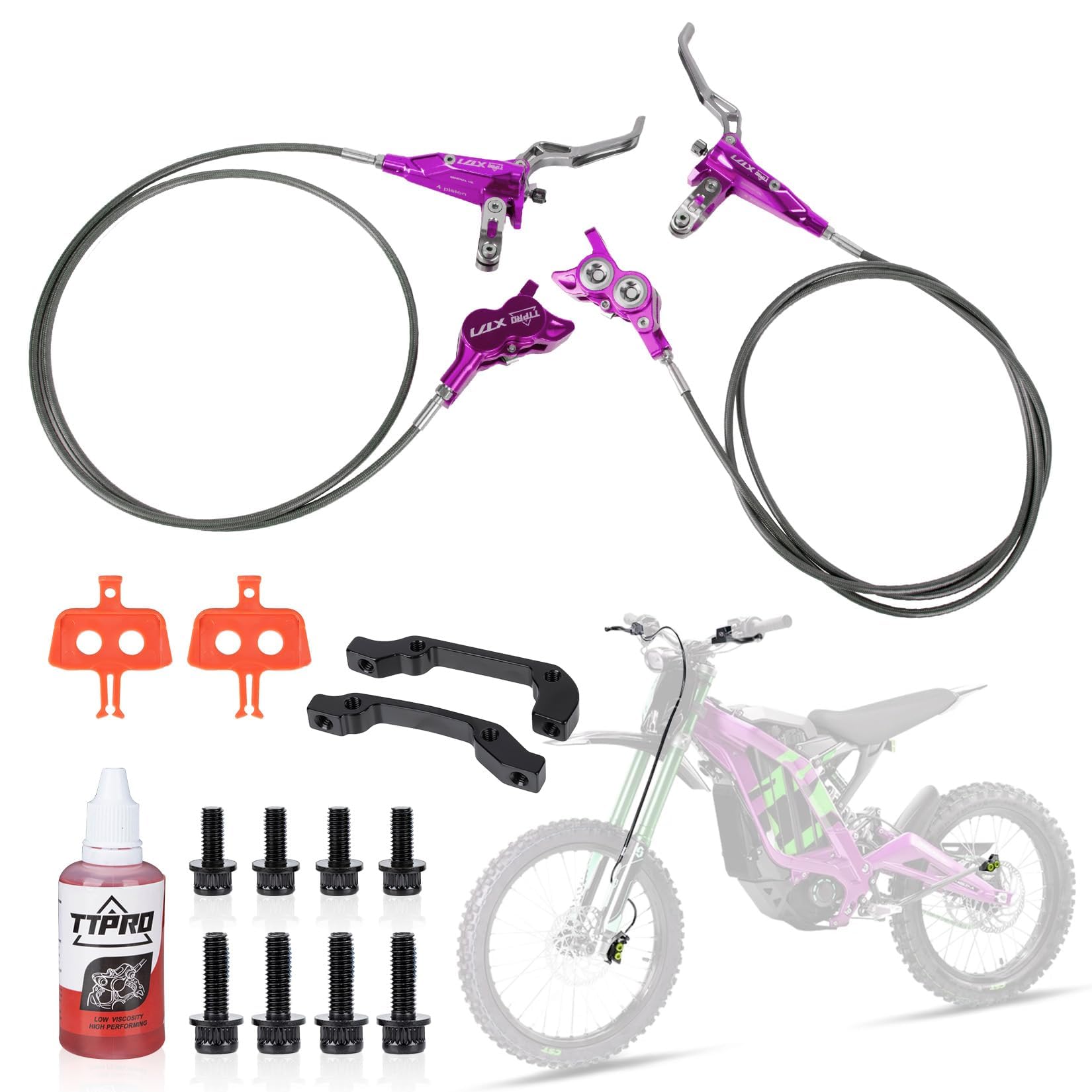 Photo 1 of PSLER Front Rear Brake Kit for Sur-Ron Light Bee X/S Segway Talaria, Purple