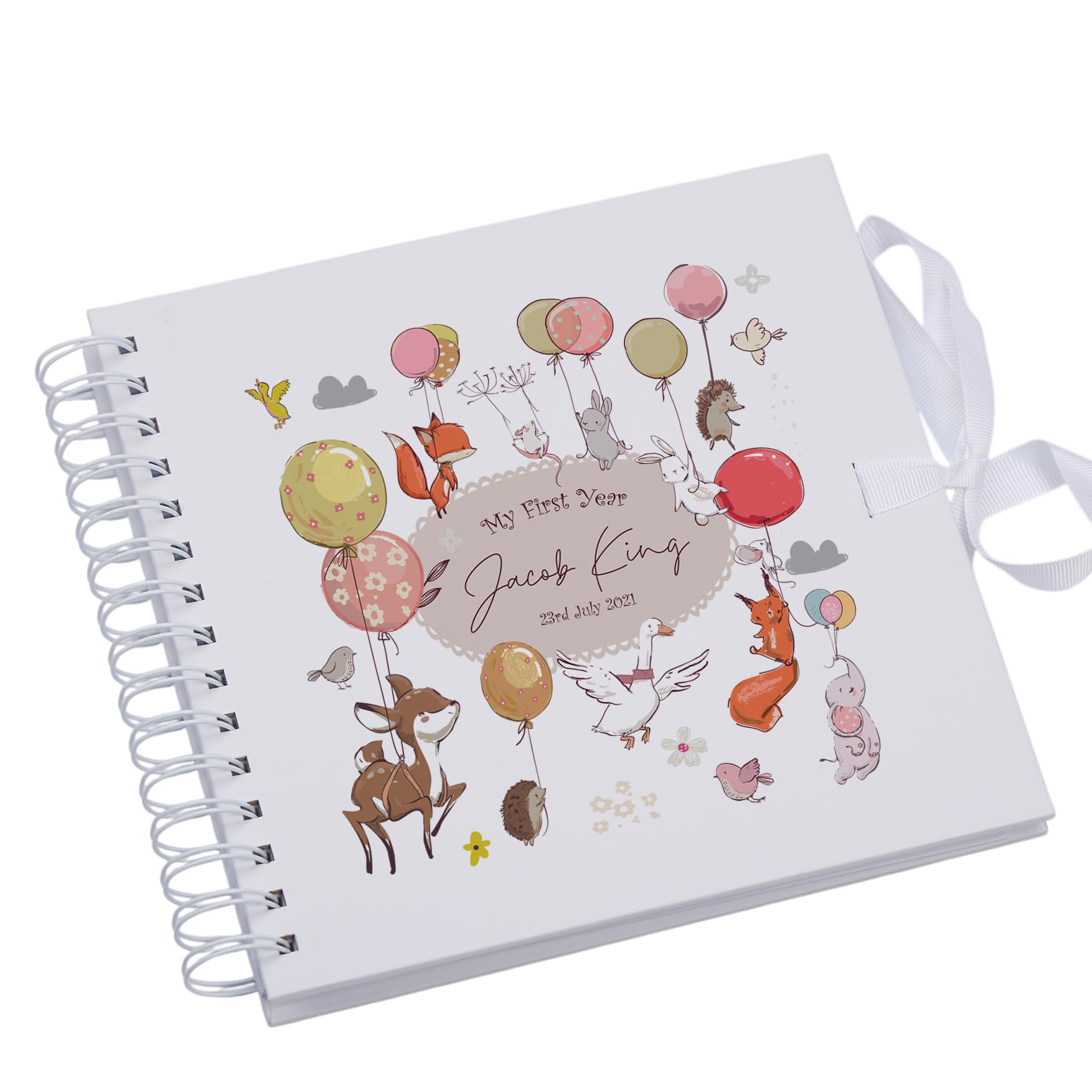 Ukgiftstoreonline White Personalised My First Year Birthday Scrapbook Photo Album
