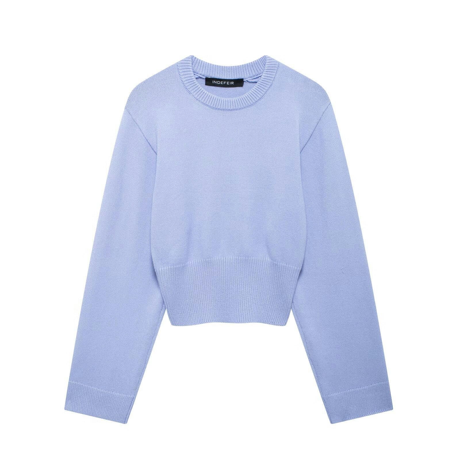 Maglione Donna Stile di Abbigliamento da Donna Moda Semplice E Versatile A Manica Larga Cardigan-Blu-s