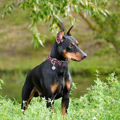 Miniatura 6 de Lindo collar de algodón para perro, patrones de flores, collares suaves y ajustables para cachorros, para hembras pequeñas, medianas y grandes, con