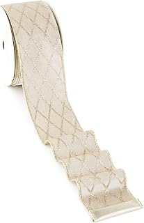 MAYREEL Champagne Gold Christmas Velvet Wired Ribbon 2.5 Inch 10 Yards