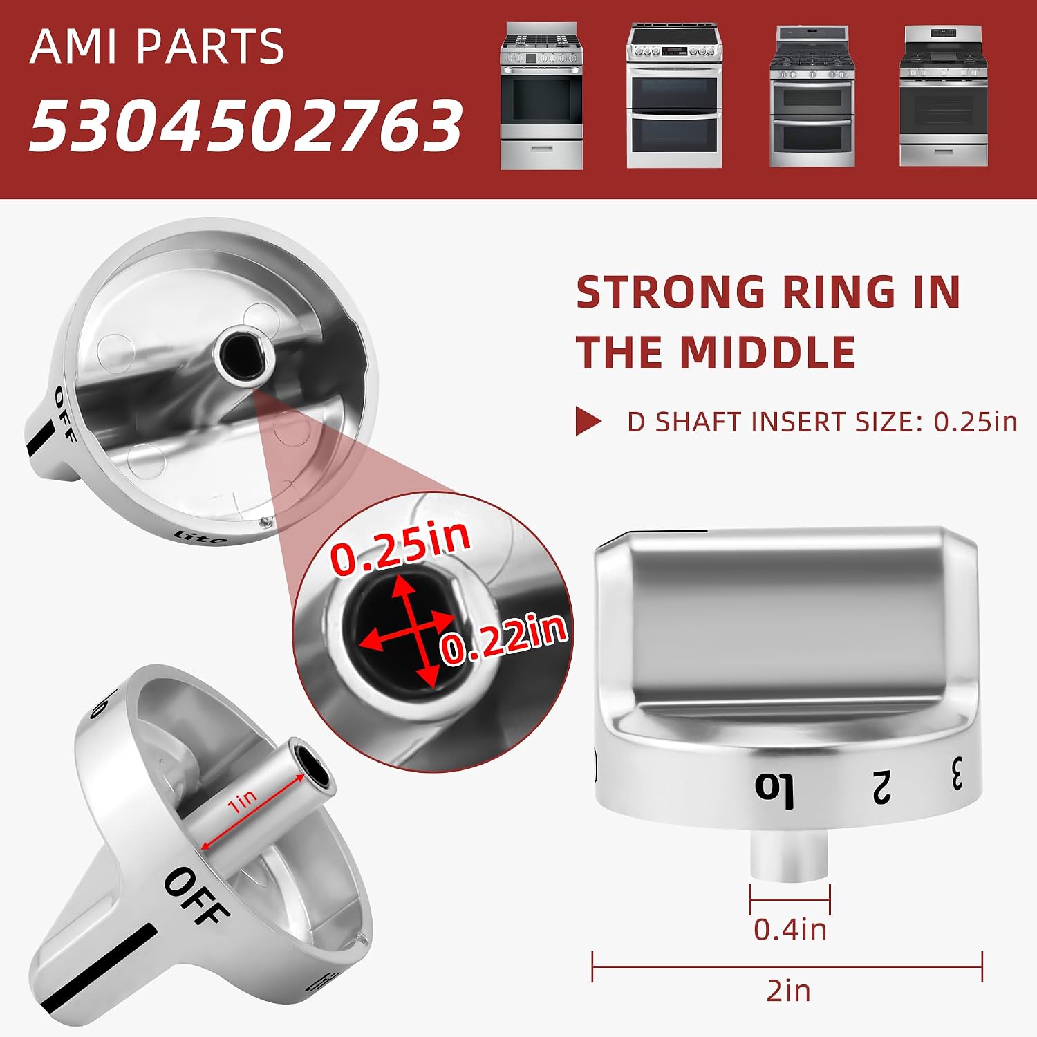 AMI PARTS 5304502763 Stove Knobs Replacement for Frigidaire Gas Range Stove Control knobs PD00043517 knobs Electric Universal Stove Parts 4279473 AP5984069 PS11724147
