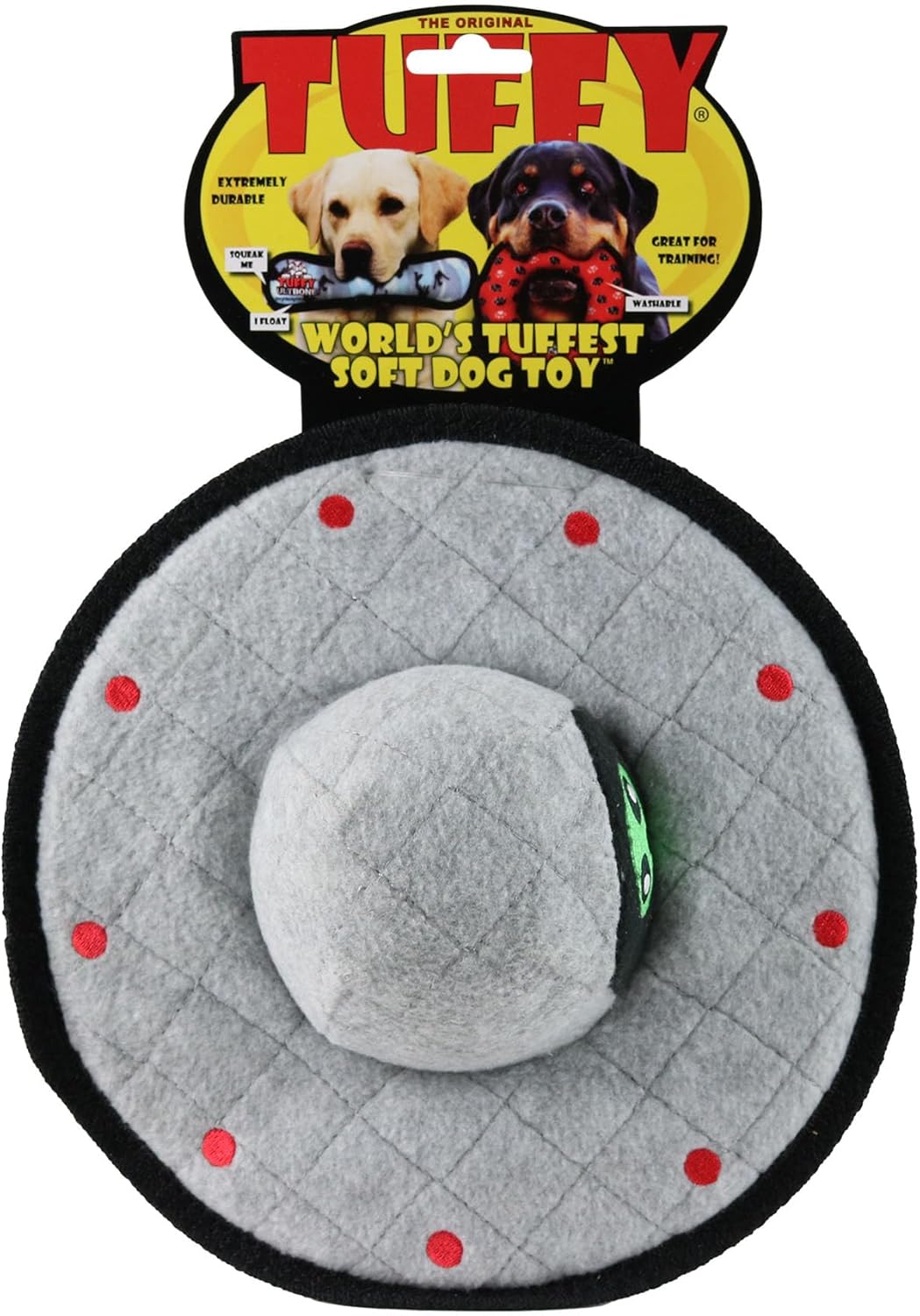TUFFY® - World's Tuffest Soft Dog Toy - Alien - Multiple Layers. Made Durable, Strong & Tough. Interactive Play (Tug, Toss & Fetch). Machine Washable & Floats. (UFO, Large 2 Pack)
