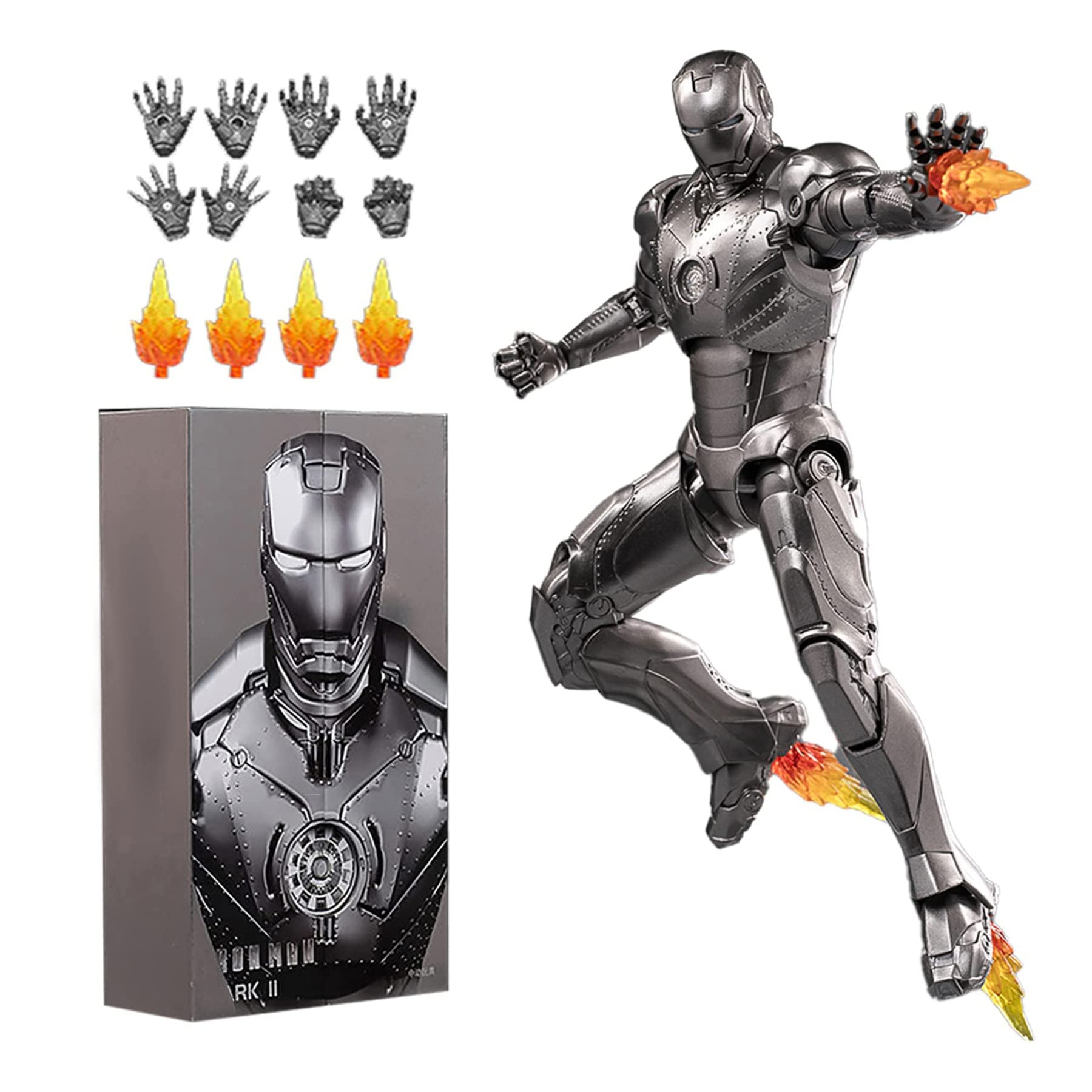 LonullyMege Ironman Action Figures Set 2 Pack Metal Painting All Joints  Movable 7 Inch Collectible Model Toys (MK42 & MK43)